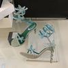 Summer Sexy Open Toe Women Sandals Street Style Thin Heels Crystal Butterfly-knot Ankle Strap Banquet Prom Shoes