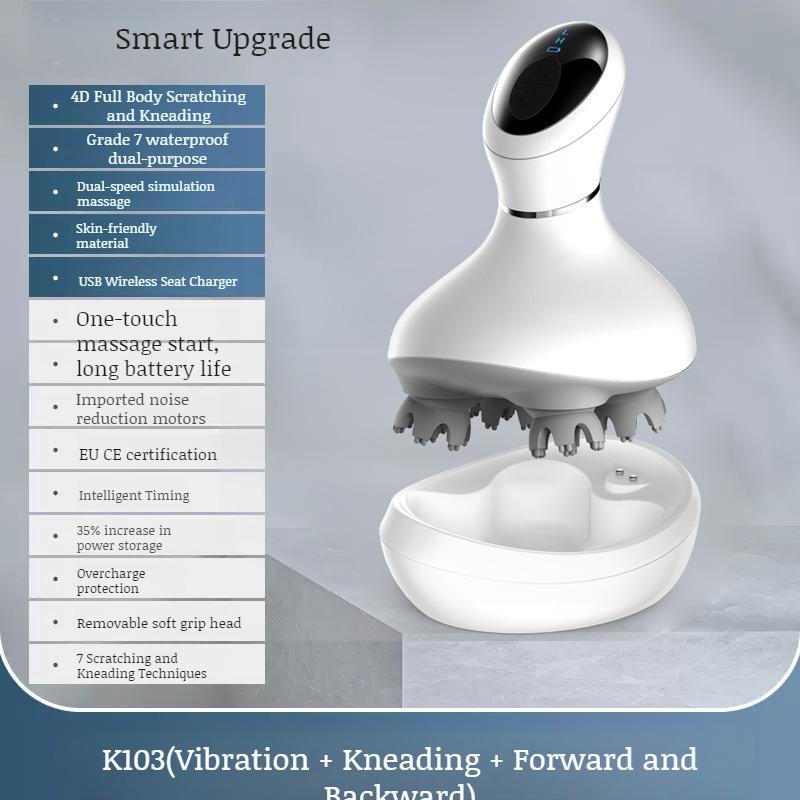 Massageador de Couro Cabeludo Doméstico Elétrico Mini Massageador Inteligente À Prova D'água Recarregável Amassamento Massageador de Couro Cabeludo Cabeça Elétrica