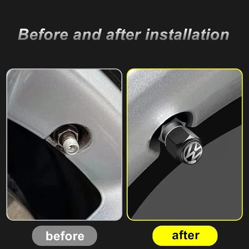 VW New 4 pcs Metal Car Wheel Valve Caps Stem Covers for VW Volkswagen Golf Polo Passat Tiguan Touran Jetta Accessories