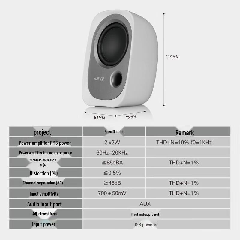 Edifier R12U 2.0 Mini USB Desktop Speakers CN Plug (adapter Included)