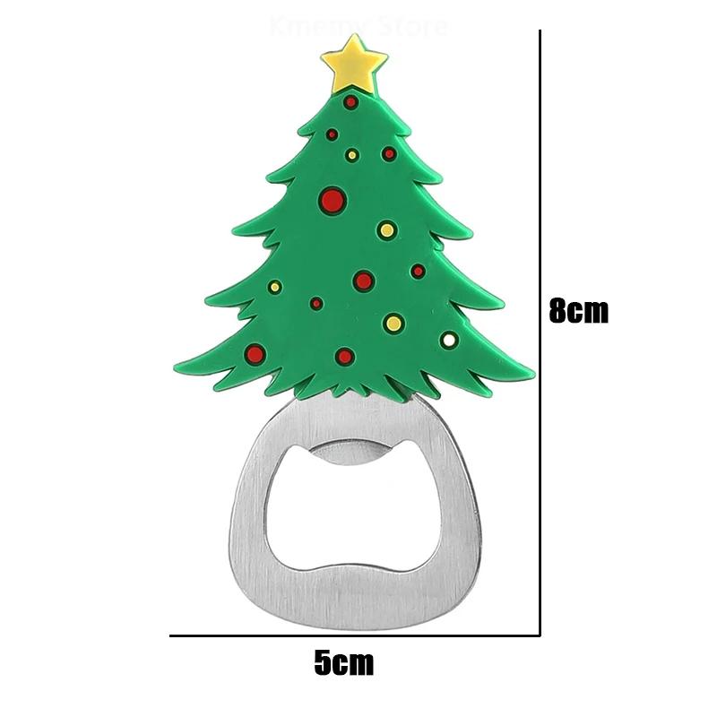 Christmas Magnetic Bottle Opener Santa Snowman Elk Beer Eagle Silicone Stainless Steel Beer Openers Fridge Magnets Kitchen Tools