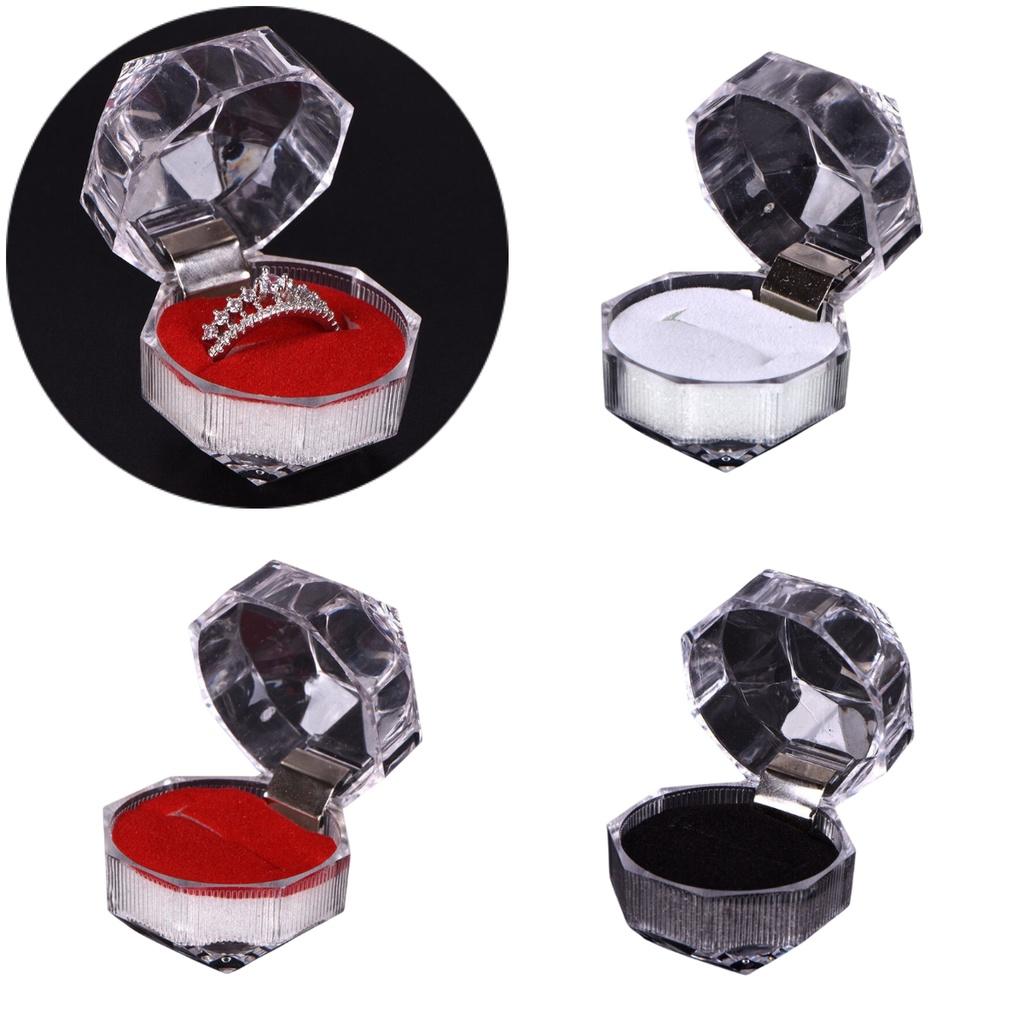 Durable Acrylic Small Octagonal Transparent Crystal Ring Box Jewelry Storage Box For Rings Earrings And Accessories
