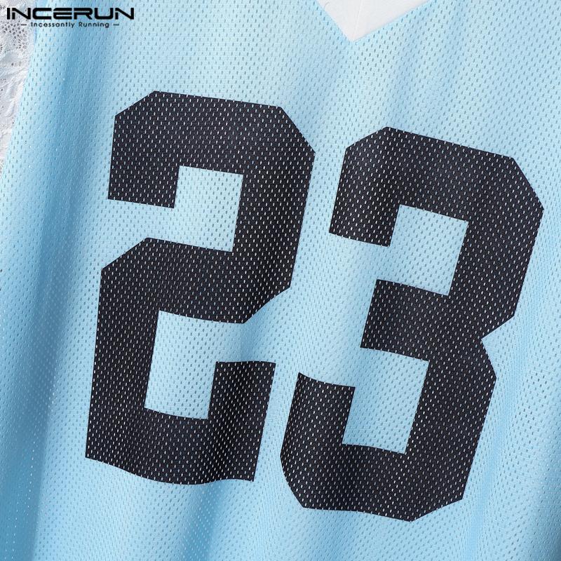 INCERUN Men Lace Short Sleeve Hollow Patchwork Print Loose T-shirts Tee