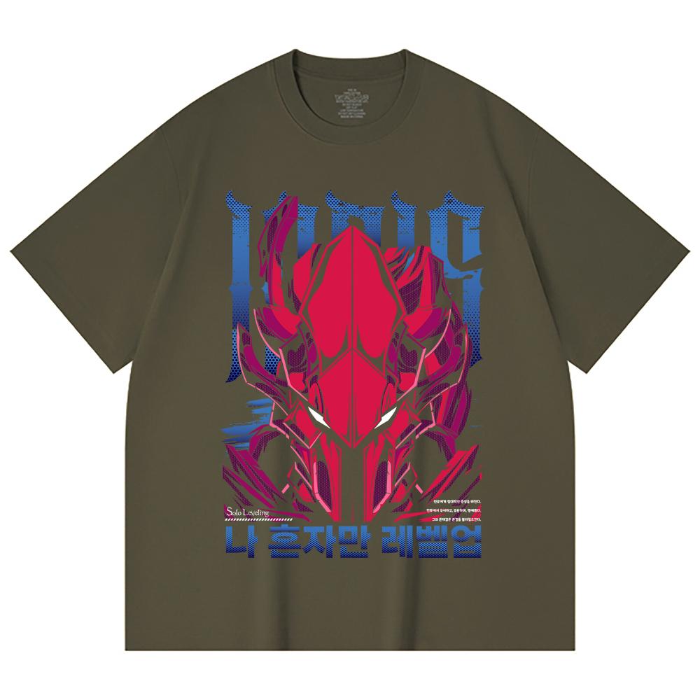 230 Gsm 100% Cotton Solo Leveling V13 Igris Print Unisex Heavy Cotton T Shirt