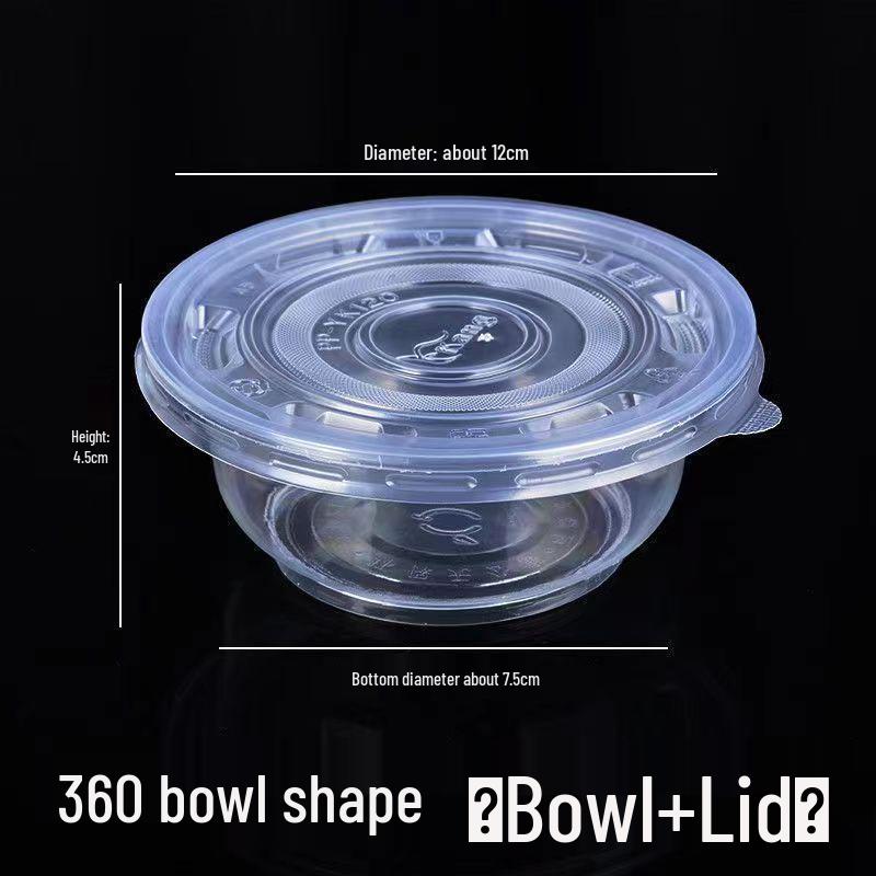 Transparent Thickened Disposable Plastic Bowl - Round, No Lid, Heat-Resistant for Home and Commercial Use