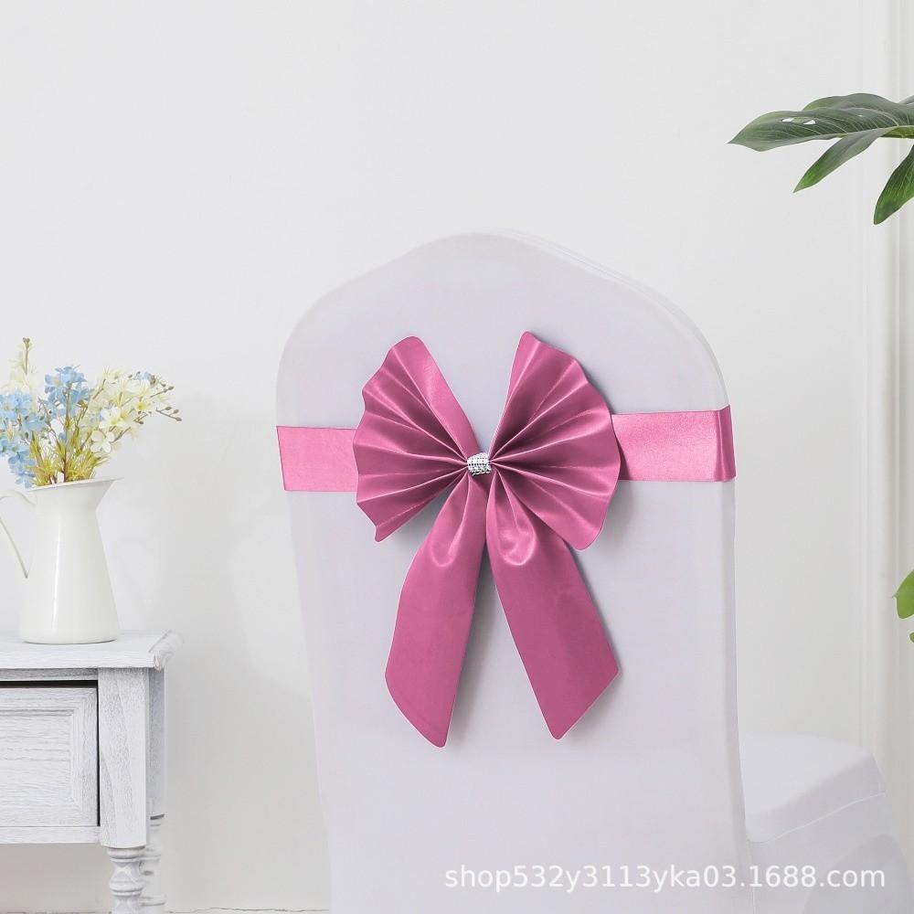 Bows Chair Back Bow Decorative Belt Ready Made Ties Fastening Event Chair Straps Elastic Band Satin Chair Sashes