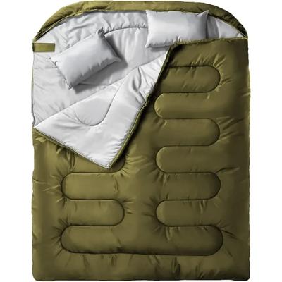 Sac de dormit dublu pentru adulți bărbați cu pernă, pentru toate anotimpurile camping drumeții rucsac XL Queen size sac de dormit pentru două persoane