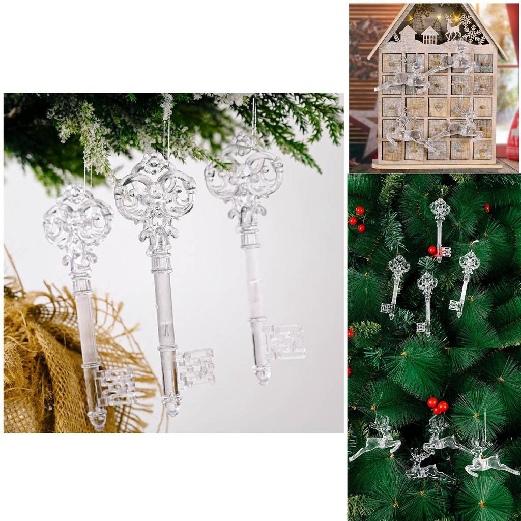 Elegant Transparent Snowflake Christmas Tree Ornaments Creative Reindeer Hanging Decorations