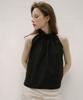320 Showroom Raffung Neckholder Rückenknopf Bluse Schwarz