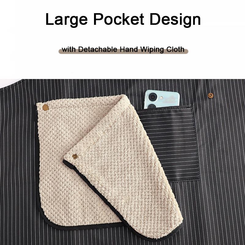 Vattentätt köksförkläde Ärmlöst Korsrygg Restauranguniform med Avtagbar Handduk Smutsavvisande Matlagning Bakning Haklappar