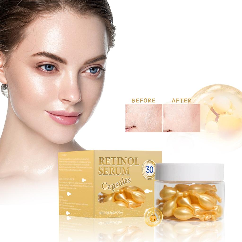 Retinol Capsules Retinol Serum 30 Capsules Firming And Moisturizing Facial Serum Daily Fine Lines And Smooth Skin Care,10.5ML