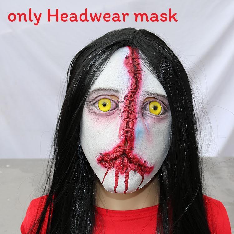 Long Ghost Hair Face Cosplay Mask For Halloween Haunted House Escape Games