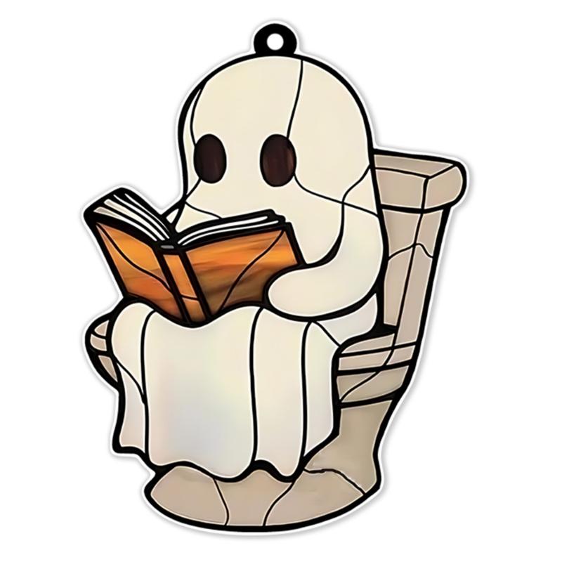 Cartoon Halloween Ghostly 2D Flat Acrylic Wall Decors Light Hanging Craft Ornament For Home Office School Decoration