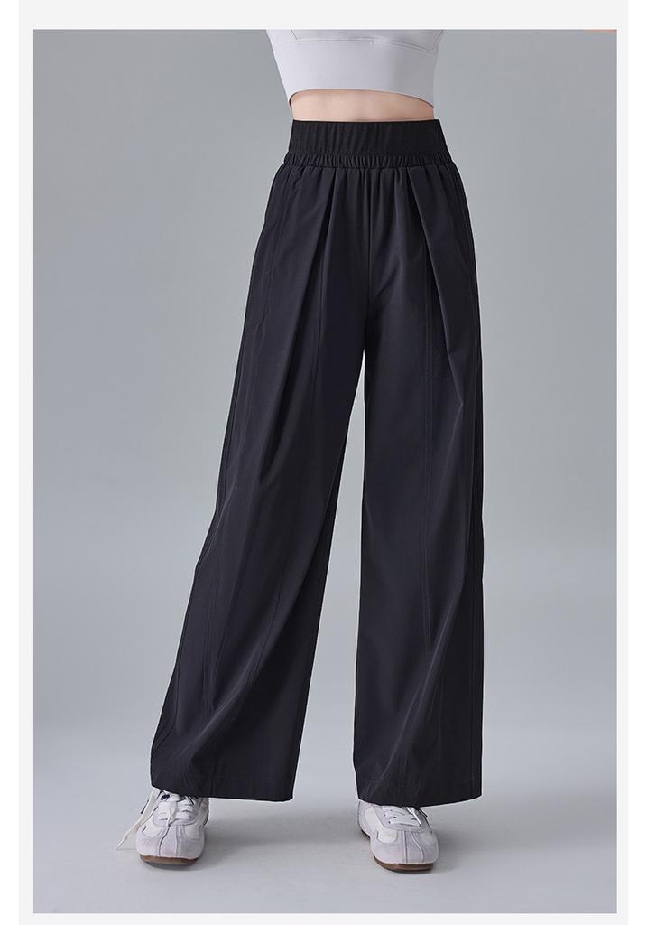 Elastic casual sports wide leg pants for women in summer 2025, thin, loose, fashionable, long leg pants