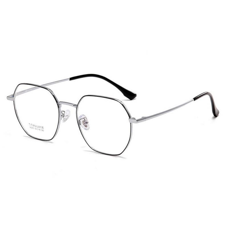 Polyhedron Titanium Alloy Pure Titanium Leg Eyeglass Frame For Myopia Prescription Glasses Customizable Prescription Available