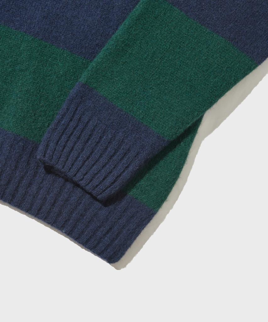 OUTSTANDING Pure Wool Wholegarment Stripe Knit_Green/Blue