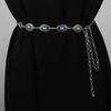 Fashion Bohemian Female Circular Waist Chain Luxury Turquoise Ellipse Chain Belt For Women Suitable For Skirts Dress
