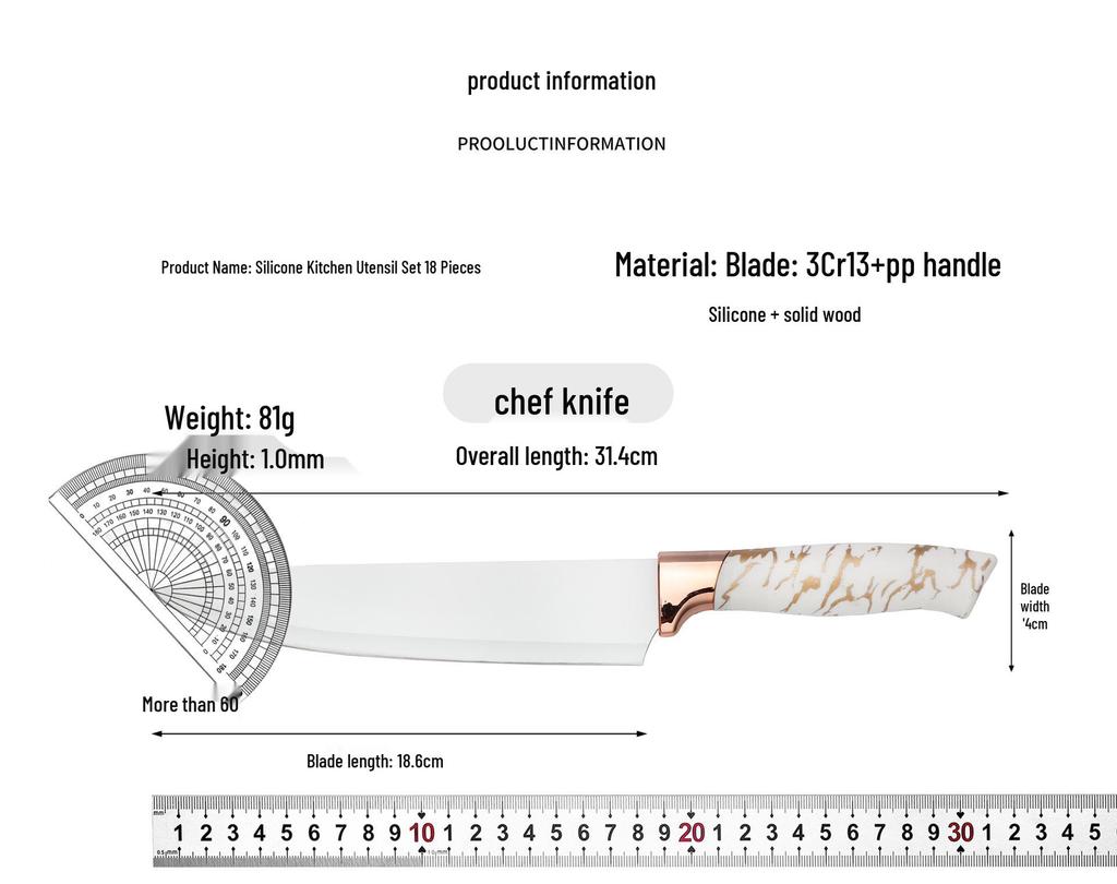 19-Piece Octagonal Silicone Kitchen Utensil Set with Non-Stick Spatulas, Spoons, and Knife Combo