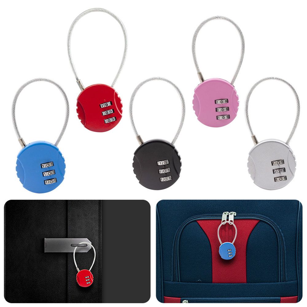 Cookie Shape Wire Rope Password Lock Zinc Alloy Code Lock NEW 3 Dial Digit Password Padlock