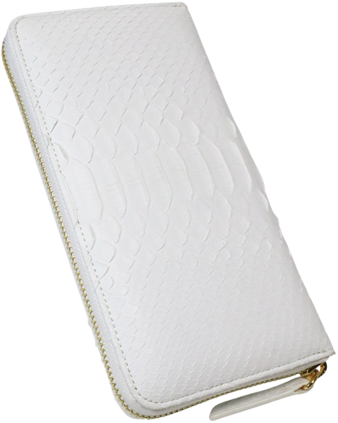 

Bercute White Diamond Python Long Wallet for Men and Women, Genuine Snake Leather, Round Zipper, Large Capacity, Flashy, Popular Brand, White Snake