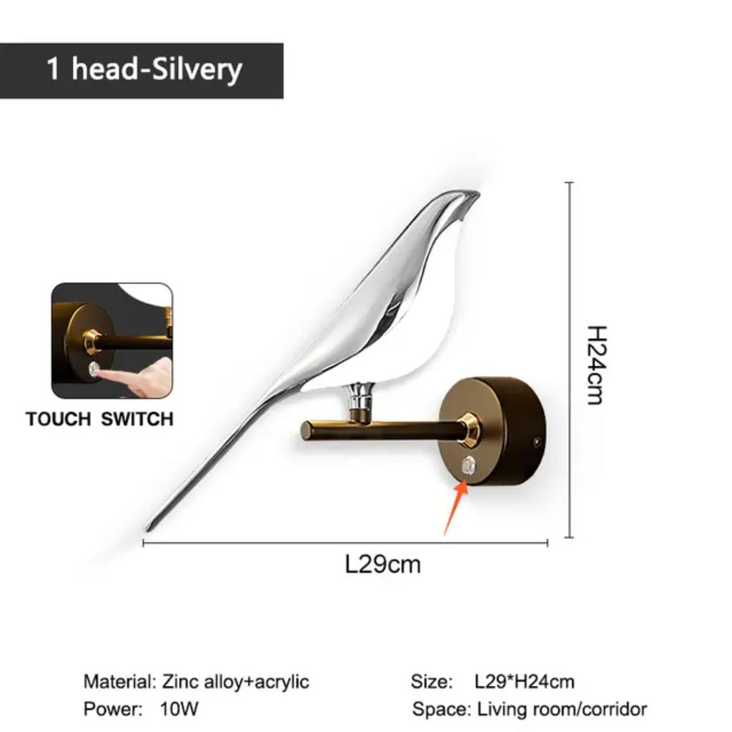 New Magpie Bird LED Wall Lamp Bedside Bedroom Rotation Indoor Wall Light Sconce AC85-265V