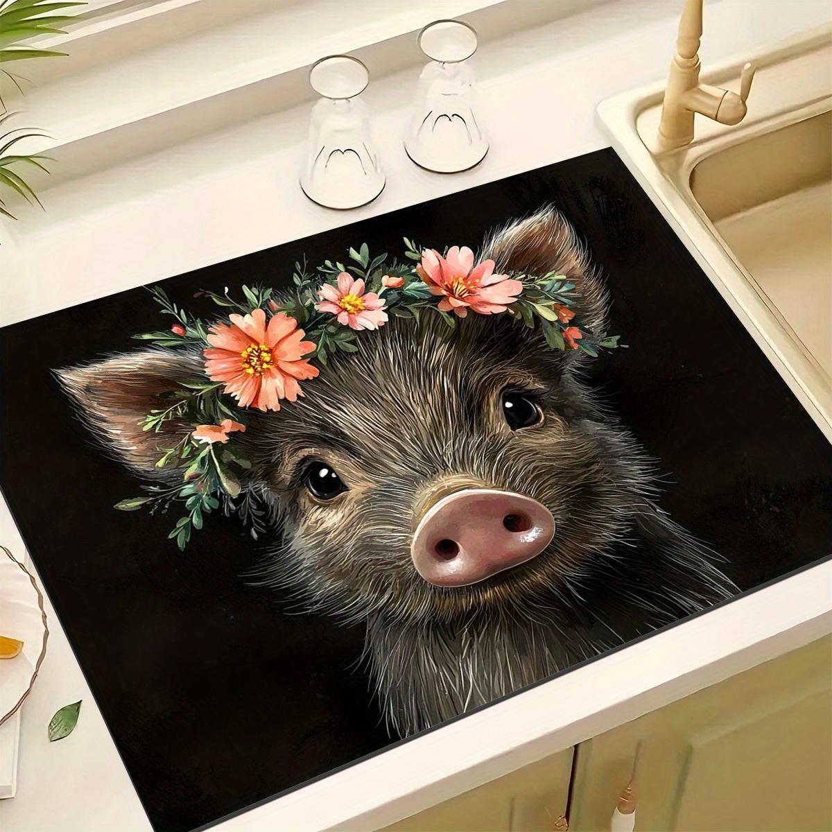 

1 шт. Резиновый коврик для сушки с цветочным принтом капибары для кофейни, ресторана, кухни, ковер, коврик для стола, коврик для питомца, кофейная посуда 30*40