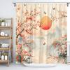 Rideau de douche scénique asiatique Fleur de cerisier rose Florale Papillon Montagne brumeuse Japonais Oriental Traditionnel Paysage de printemps