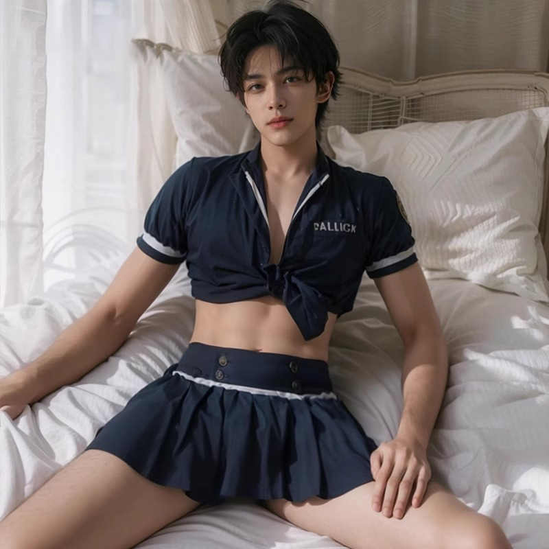 Lingerie Set for Men Roleplay Sexy Students Cosplay Costumes Maid Outfit Femboy Sissy Lingerie for Cross-dressers Plus SizeGood product