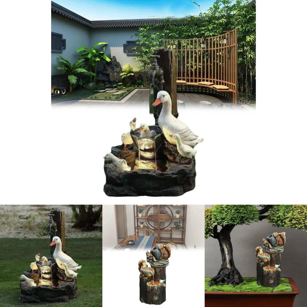 Whimsical Solar Resin Squirrel And Duck Yard Ornament Perfect For Gifts And Decorations