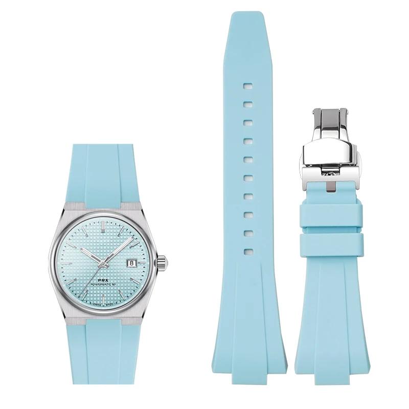 Silicone Strap for Tissot PRX 35MM/40MM Series Men Women Casual Fashion Replacement Rubber Strap + Quick Release Tools