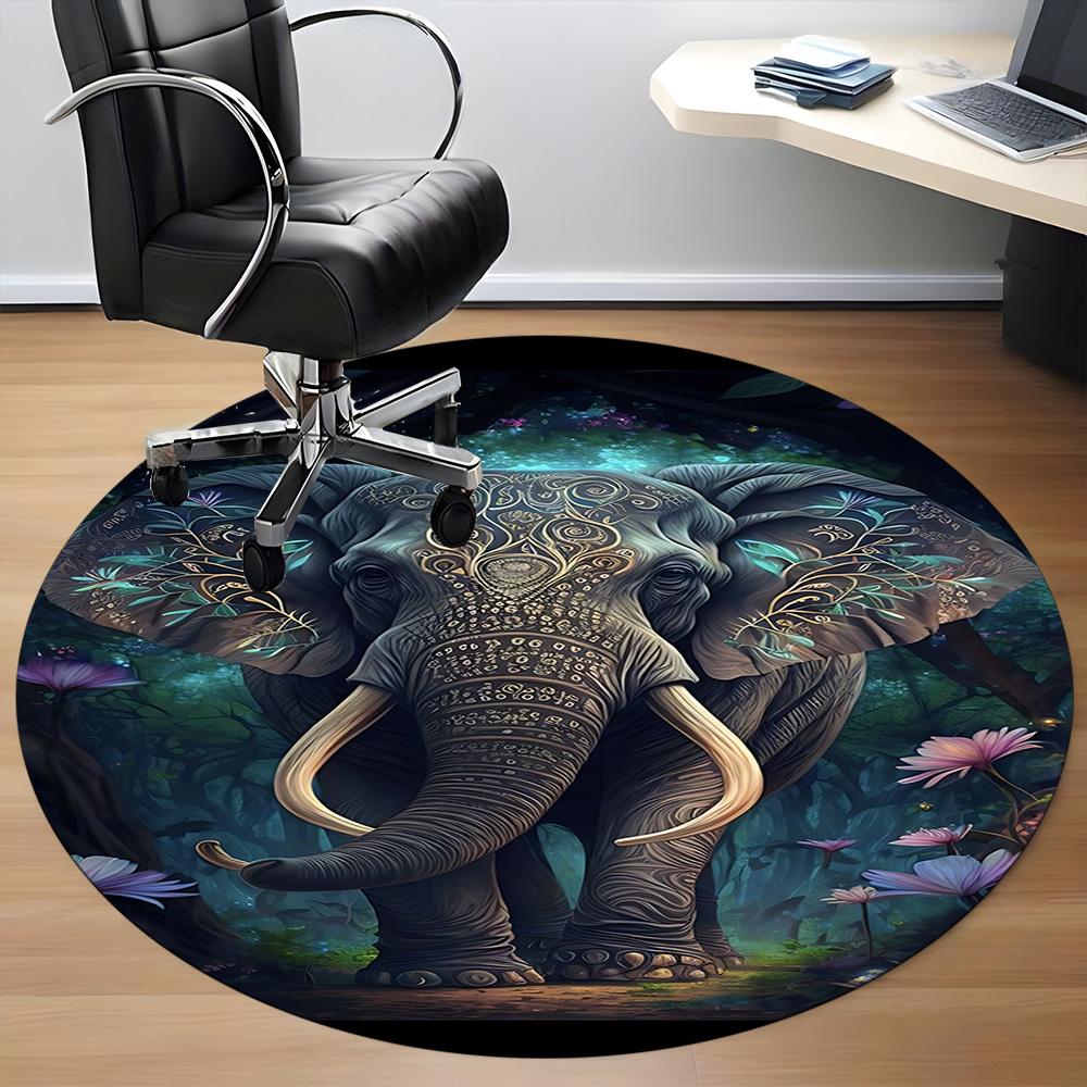 1pc Elephant Mandala Art Chair Carpet for Office, Soft Comfortable Mat For Office, Living Room, Bedroom, Machine Washable Carpet yy251112010