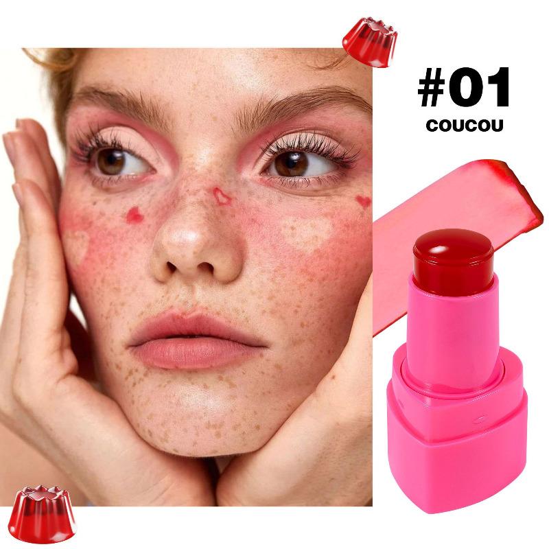 5 barev Jelly Blush Stick Balzám na rty Oční stíny 3 v 1 Víceúčelová matná tvářenka Moisturize Brighten Lip Gloss