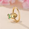 Cute Female White Yellow Green Water Drop Round Zircon Stone Ring Gold Color Novelty Gift Party Wedding  For Women