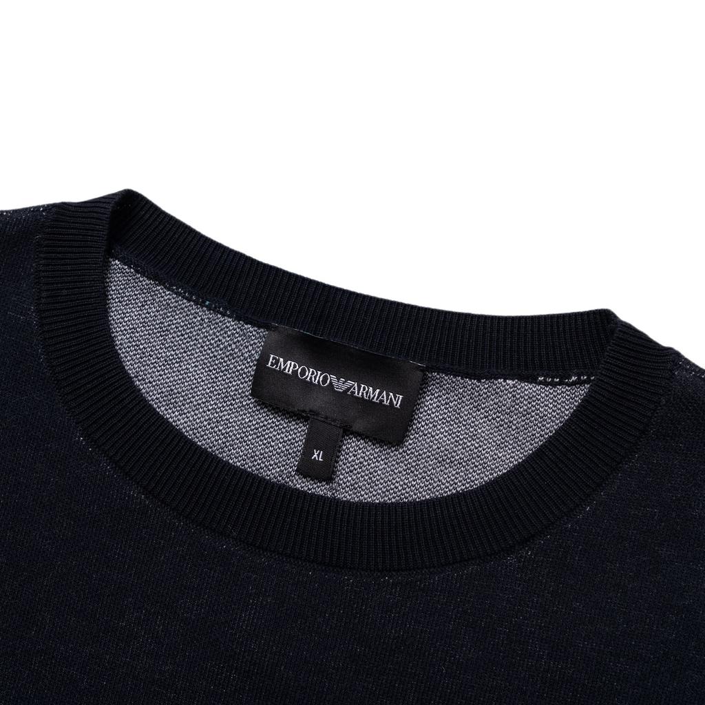 Emporio Armani Letter Embroidered Round Neck Casual Long Sleeve Knit Sweater Men Sweater Black 3K1MXE-1MLYZ-0920