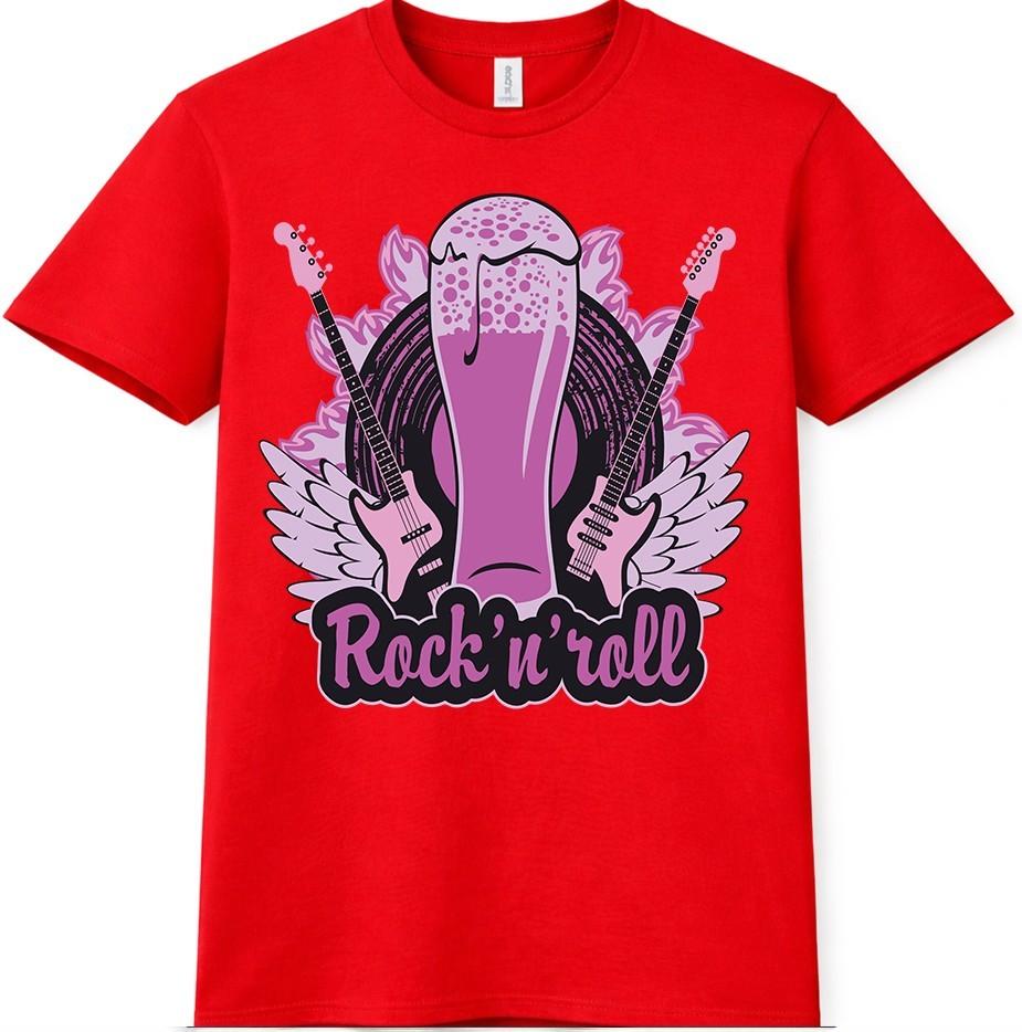 Rock N Roll T-Shirt Beer and Guitars Graphic Music Lover Tee S