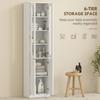 Tall Bathroom Storage Cabinet, 6-Tier Slim Bathroom Cabinet with Adjustable Shelf, 4 Soft-Close Doors, White