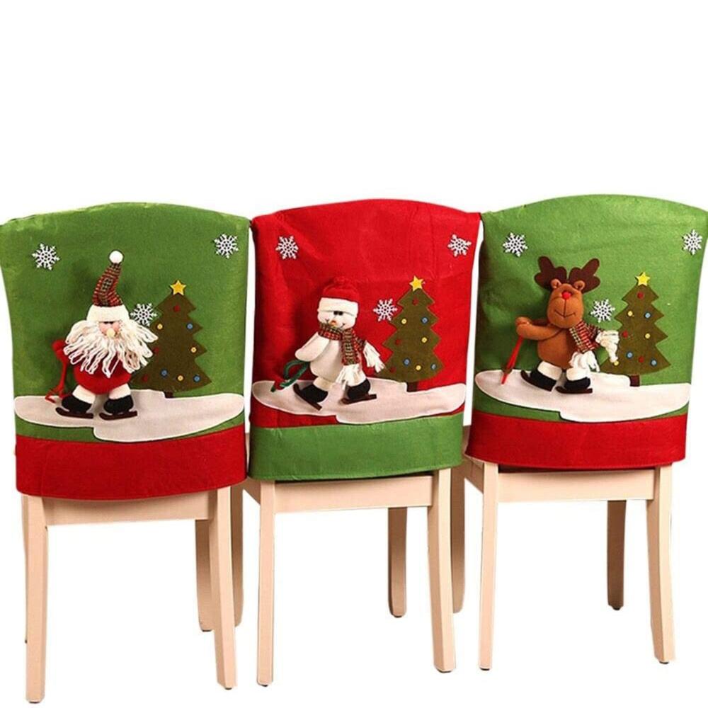 Home Xmas Santa Claus Snowman Chair Back Covers Chair Cover Christmas Decoration New Year Decor