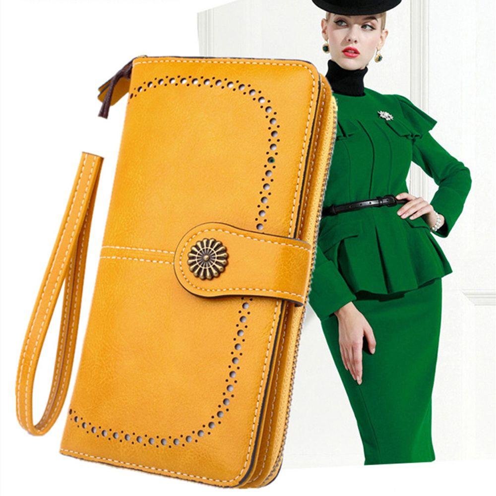 Elegant Vintage Zipper Flower PU Leather Korean Handbag Purse Wallets Women Coin Purse Card Holder