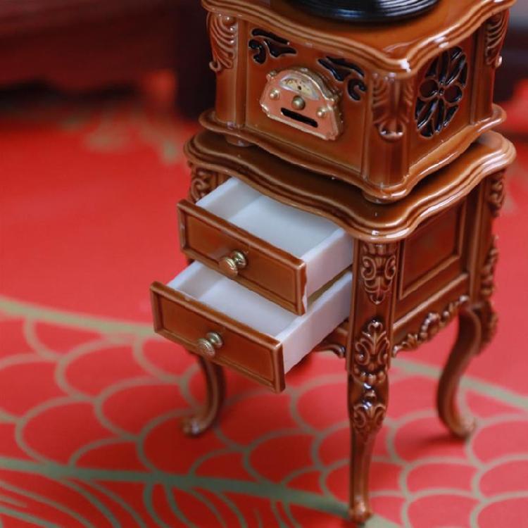 Detailed Miniature Phonograph Dollhouses Display Enhances Living Room Pretend Play Accessories