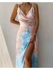 Elegant Women Sexy Long Dresses 2026 Summer Fashion Print Gradient Solid Out Off Shoulder V-Neck Female Camisole Dress S-XXXL