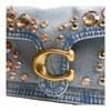 Coach Tabby 26 Crystal Denim Fabric Crossbody Shoulder Bag Medium Women's Silver