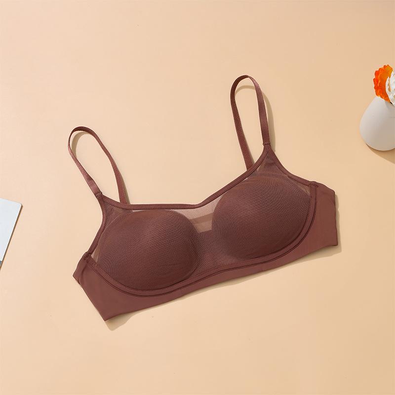 

Женский собирающий бюстгальтер без косточек, предотвращающий провисание, бесшовный дышащий бюстгальтер с сеткой и защитой от просвета XXL коричневый