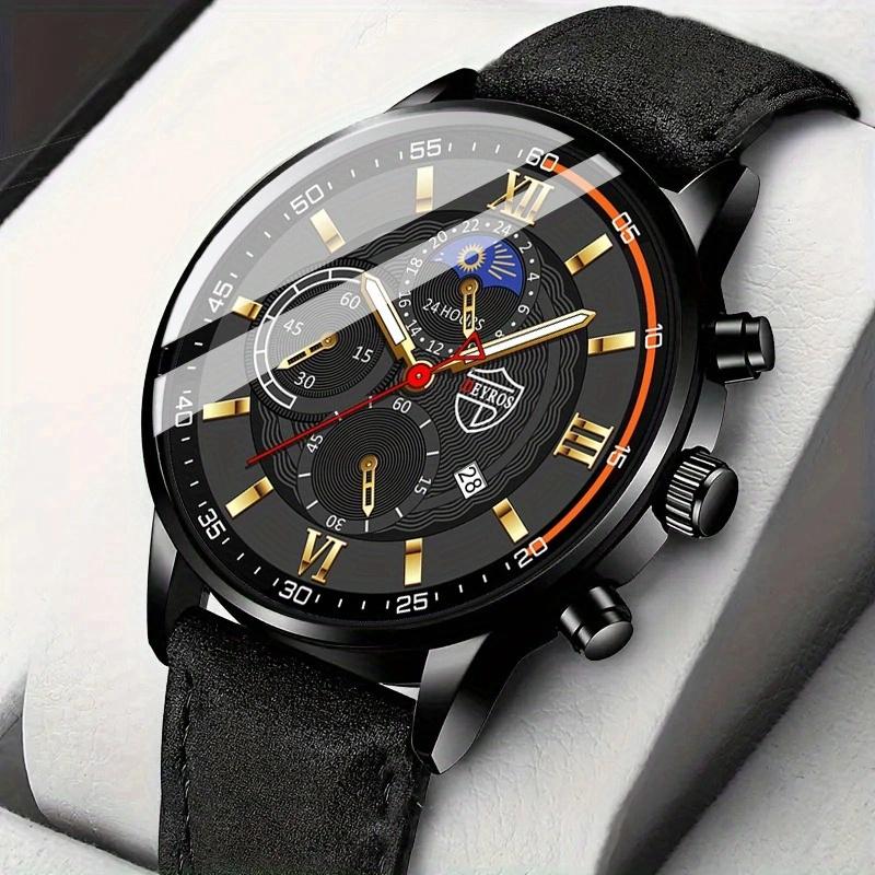 

1 шт. Модные мужские роскошные кварцевые часы, мужские деловые аналоговые наручные часы из искусственной кожи, мужские подарки