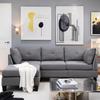 YODOLLA 225cm L-Shaped Corner Sofa, 3-4 Seater Sectional with Footstool for Living Room, Grey