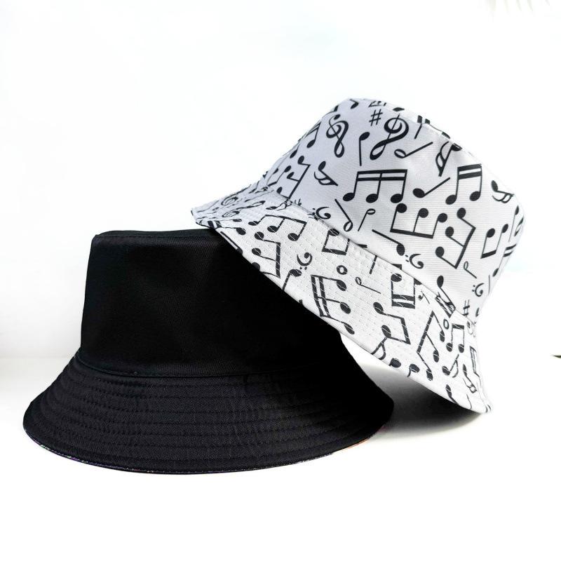 Sun Hat Children's Music Festival Sun Protection Sun Hat Basin Hat Women's Outdoor Leisure Versatile Music Note Bucket Hat Male Couple