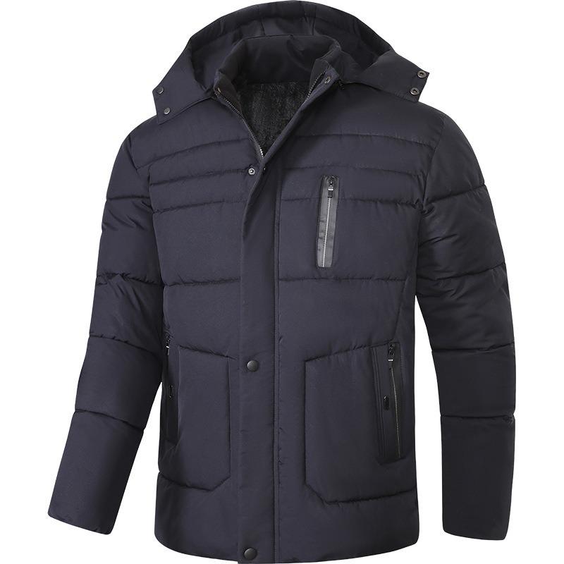 Winter Business Fleece Cotton-padded Jacket Men's Thermal Jacket Fleece Thickened Men's Cotton Clothes Removable Hooded