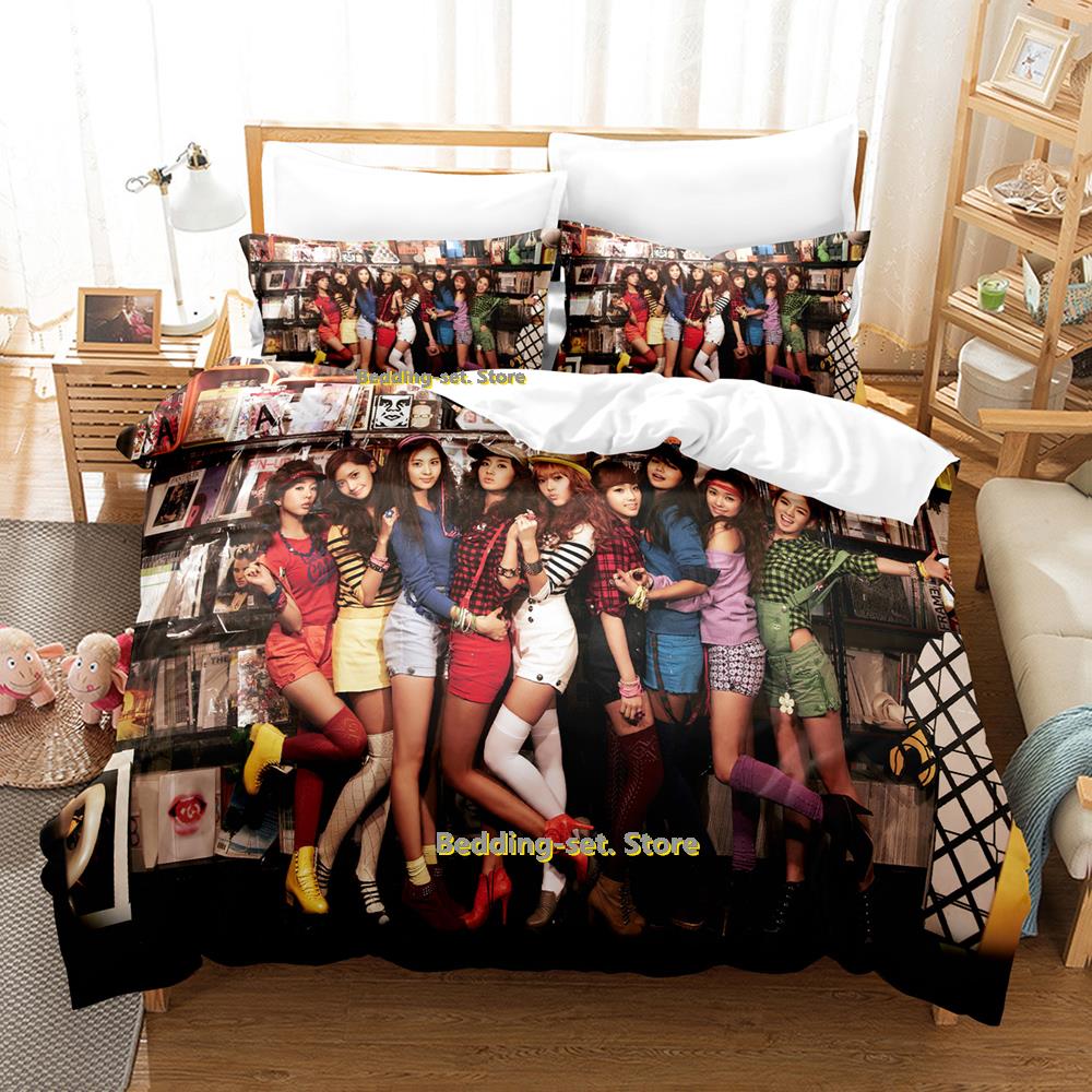 Comforter Kpop Girls Generation Bedding Set Single Twin Full Queen King Size Bed Set Adult Kid Bedroom Three-Piece Suits Kawaii Girls