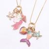 Lovely Peach Heart Charm Neck Chain Long Chain Pendant Necklace Drop Oil Choker