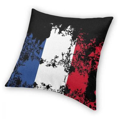 Frankreich Flagge Grafikdesign Französische Fans Quadratischer Kissenbezug Kissen für Sofa Kissenbezüge
