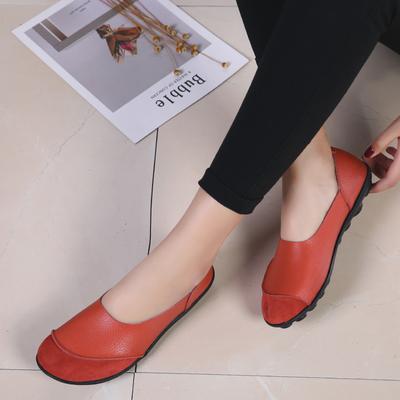 Modische Echte Leder Freizeit Bohnen Schuhe Damen Leicht Slip-on Frühling Bohnen Loafer Damen Rutschfeste Mokassins Wanderschuhe
